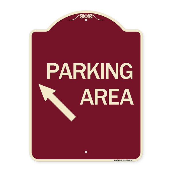 Parking Area Up Left Arrow Symbol Heavy-Gauge Aluminum Architectural Sign, 24" x 18", BU-1824-24614